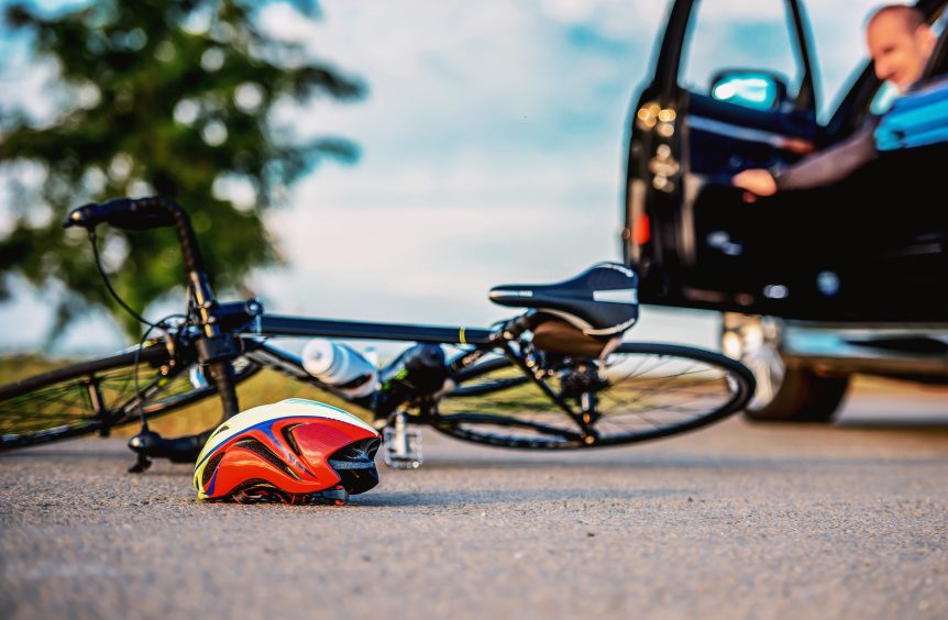 Traffic accident between bicycle and a car